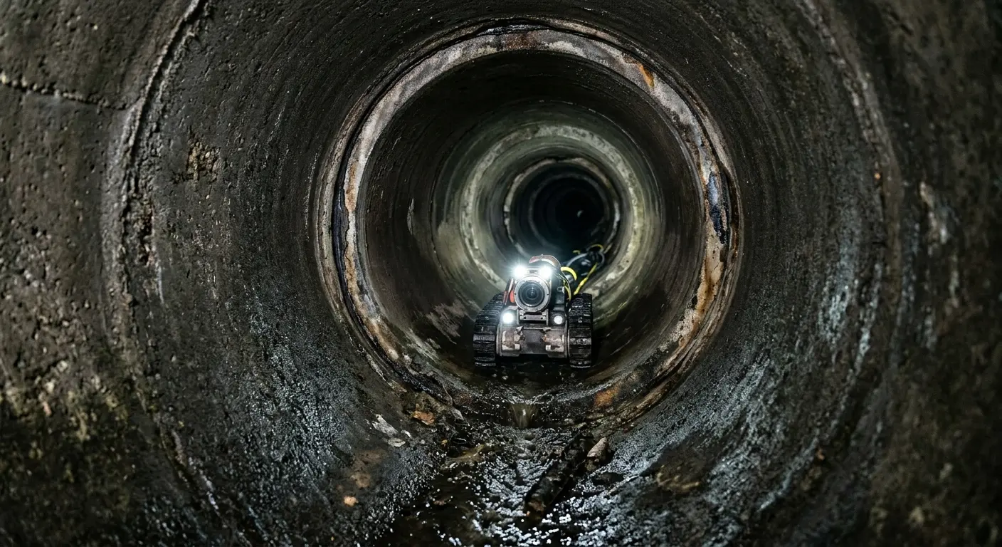 Robotic sewer camera inspecting pipe interior for Drain Snake Service in Ishpeming